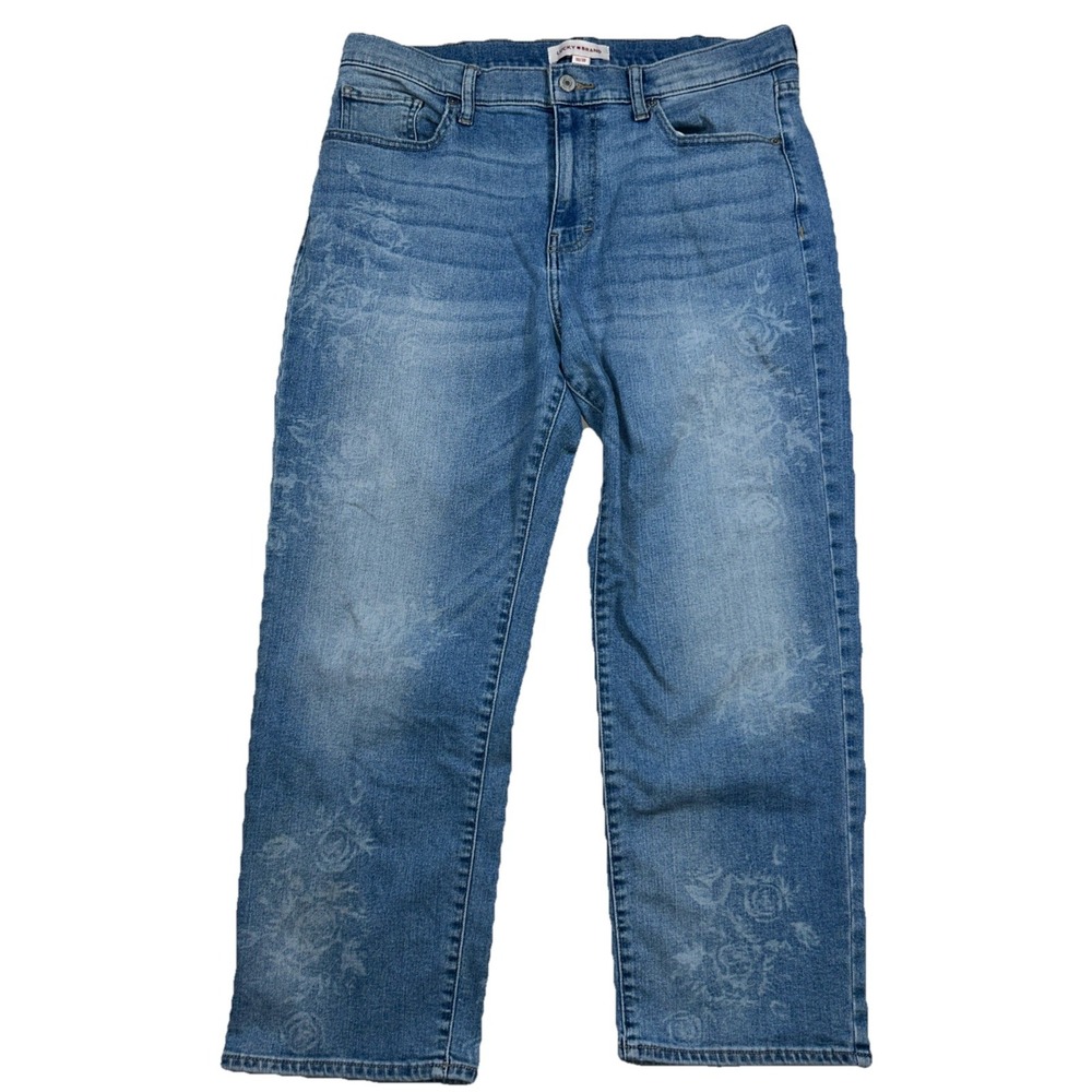 Lucky 90s Loose High‎ Rise Crop Jeans Womens 10/30 Stretch Gemoteic Stamping